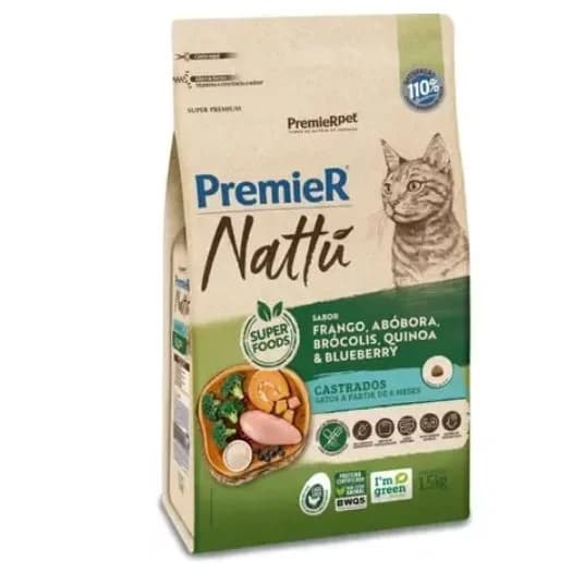PREMIER NATTU GATO AD.CAST.ABOBORA 1.5KG