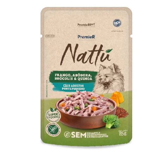 PREMIER NATTU UMIDOS CAES AD PP FRAN/ABOBORA 20X85G
