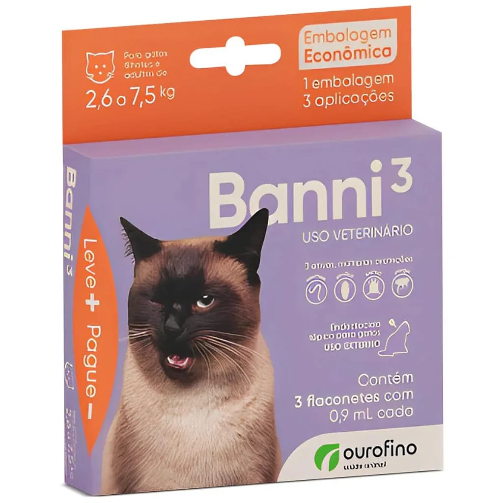 BANNI 3 0,90ML C/3 FLACONETES 2,6 A 7,5KG