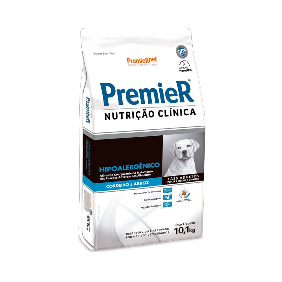 PREMIER NUTR.CÃO AD. HIPO CORDEIRO MED/GDE PORTE 10.1KG