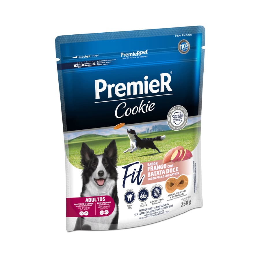 PREMIER COOKIE CÃES ADULTO FIT FRAN C/BATAT. DOCE 250GRS