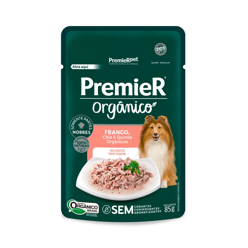 PREMIER GOURMET CAO AD. PEQ PORTE ORGANICO FGO 20X85GRS